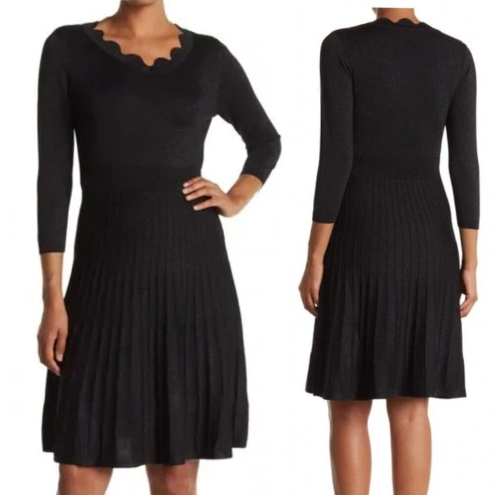 Nanette Lepore Whimsigoth Goth Wednesday Stretch Sparkle Knit Dress MEDIUM
